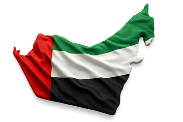 United Arab Emirates Map with Flag – 3D PNG Isolated on White Background