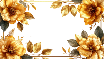 Yellow leaf border on white background