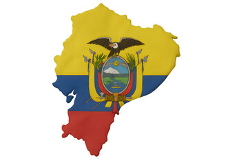 Ecuador Map with National Flag – 3D PNG Isolated on White Background