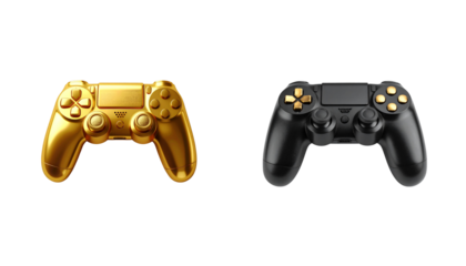 Wireless video game controller or joystick with black buttons for gaming isolated on white background