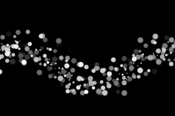 Bokeh Lights Overlay Abstract Background Design with White Dots Glowing on Dark Surface