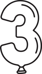 Balloon Style Number 3 Icon – Playful Inflated Digit for Celebration, Birthday, Party, and Festive Design Projects