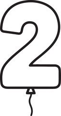 Number 2 Balloon Icon – Minimalist Floating Digit for Birthday, Celebration, and Educational Design