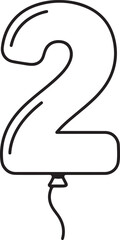 Balloon Number 2 Icon – Festive Helium Style Digit for Birthday, Celebration, Party Decor, and Event Graphics