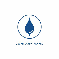 Blue water drop inside a circle, representing purity and freshness, company logo.