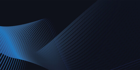Abstract glowing wave lines on dark blue background. Dynamic wave pattern. Modern flowing wavy lines. Futuristic technology concept. Suit for banner, poster, cover, brochure, flyer, website