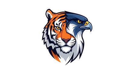 Tiger eagle hybrid head mascot with transparent background