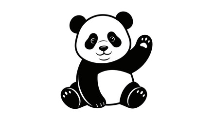Sitting panda with transparent background