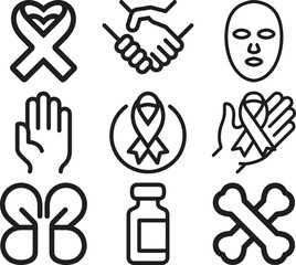 Collection of medical and awareness icons