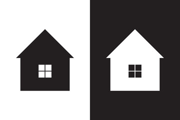 Collection home icons. House symbol. real estate objects and houses black icons isolated on black and  white background. Vector illustration.