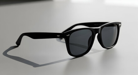 Classic Black Sunglasses on White Surface Capturing the Essence of Modern Style and Sophistication 110char max