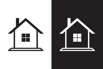 House icons in flat and thin stroke style.