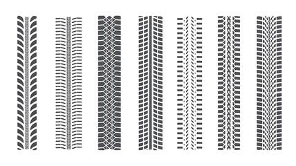 Collection of diverse tire tread patterns for vehicles