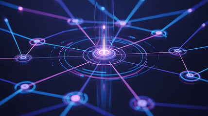 Abstract network of glowing nodes and lines representing data connections