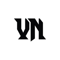 Obraz premium VN monogram logo design letter text name symbol monochrome logotype alphabet character simple logo