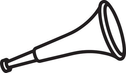 Minimalist Black and White Megaphone Icon – Simple Line Drawing of Acoustic Horn for Emergency, Sound, or Communication Themes