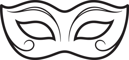 Elegant Black Masquerade Mask Vector – Minimalist Carnival Costume Icon for Mystery, Theater, and Celebration Themes