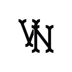 VN monogram logo design letter text name symbol monochrome logotype alphabet character simple logo