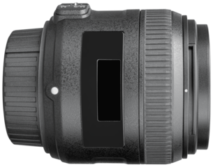 Black camera macro lens