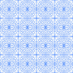 Blue Italian Mayolica Tile Seamless Pattern