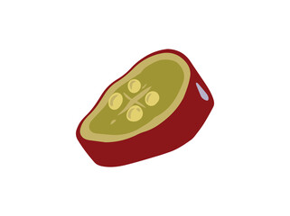 Sliced Grape Fruit Cartoon Illustration
