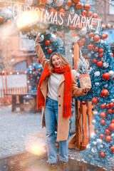 Celebrating joy and warmth at a festive Christmas market in winter