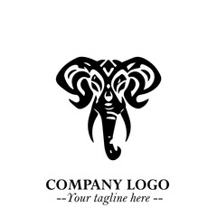 Head of Elephant Logo Company in Black on the White Background with Elegant Modern Design