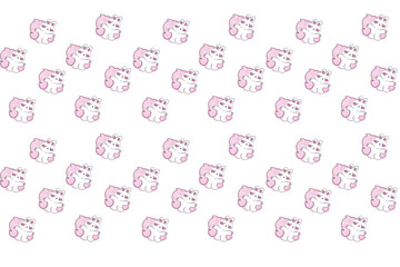 cute seamless pattern of pink unicorn pony faces for children's wallpaper or fabric design