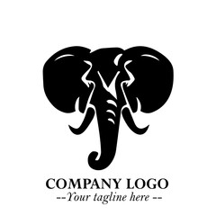 Head of Elephant Logo Company in Black on the White Background with Elegant Modern Design