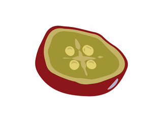 Sliced Grape Fruit Cartoon Illustration
