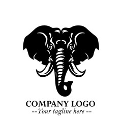 Head of Elephant Logo Company in Black on the White Background with Elegant Modern Design