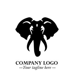 Head of Elephant Logo Company in Black on the White Background with Elegant Modern Design