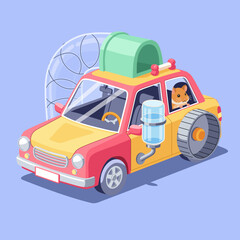Hamsters and toy cars illustration