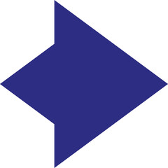 Abstract Blue Geometric Shape with Sharp Edges and Symmetrical Design on Transparent Background Representing Direction or Connection