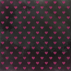 Distressed Dark Background with Repeating Pink Heart Pattern