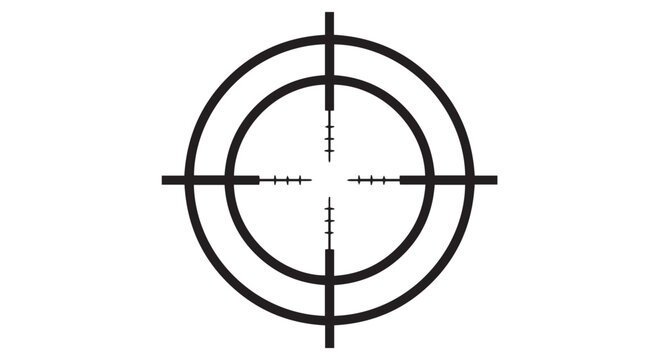 A black crosshair or target reticle symbol isolated on transparent background