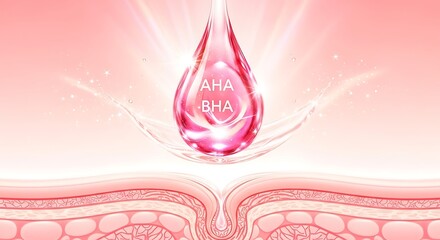 Aha bha acid serum drop for skin exfoliation and rejuvenation concept