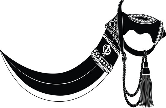 Simple monochrome outline of a sikh kirpan dagger