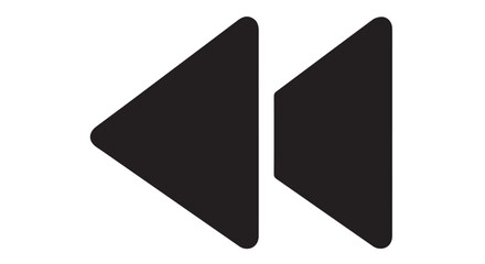 Black rewind icon with two leftpointing triangles, isolated on transparent background
