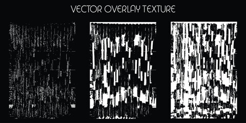 modern different types of overlay texture(paint, old, dust, cracks and other). monochrome vector collection for grunge, vintage effects.