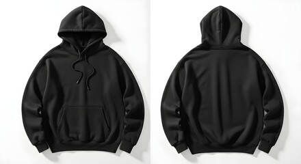 Hoodie blank mockup template front and back view