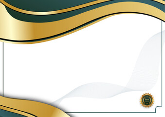 Elegant certificate design with gold and green accents for achievement recognition.