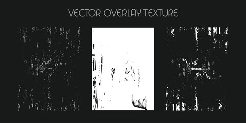 modern different types of overlay texture(paint, old, dust, cracks and other). monochrome vector collection for grunge, vintage effects.
