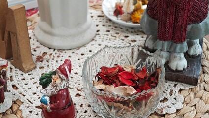 Christmas fir branches and Christmas decorations. 