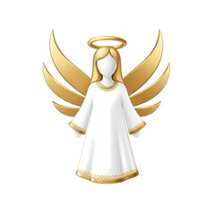 Elegant angel with golden wings and halo for holiday celebrations