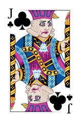 Vampire Jack of Clubs Playing Card. Vector Illustration.