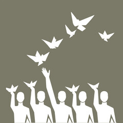 International Day of Solidarity with the Palestinian People vector illustration set of peace doves, olive branches, unity hands, hope and freedom art