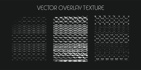 modern different types of overlay texture(paint, old, dust, cracks and other). monochrome vector collection for grunge, vintage, dot effects.