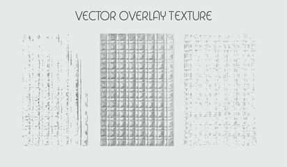 modern different types of overlay texture(paint, old, dust, cracks and other). monochrome vector collection for grunge, vintage, staight effects.