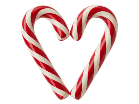 Candy cane heart shape isolated on transparent background